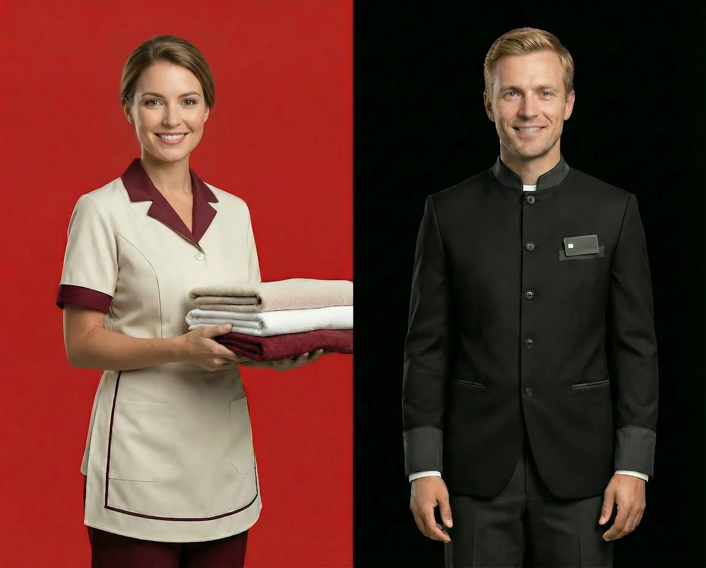 Профессиональная форма для отелей — персонал рецепции в элегантной униформе